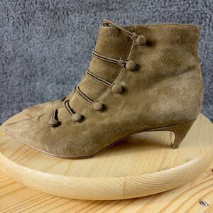 Nine West Zadan  Kitten Heel Ankle Boots Womens 6.5 Suede Steampunk Victorian